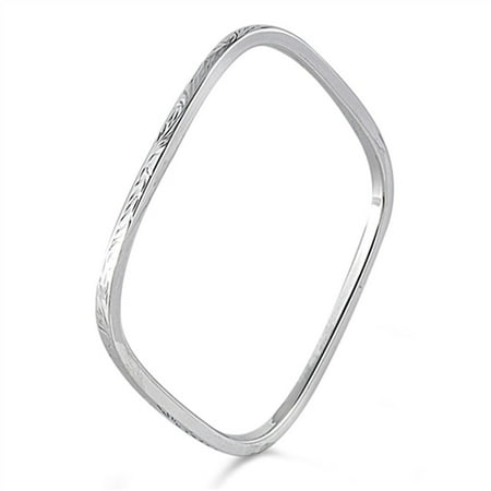 Slip-On Bangle Square Slip-on Bracelet .925 Sterling Silver