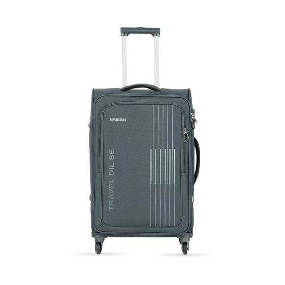 Emblem Punch 24 Inch Softside Spinner Luggage, 1200D Lightweight with 360 Degree Wheels, and Expandable Trolley Bag- Grey