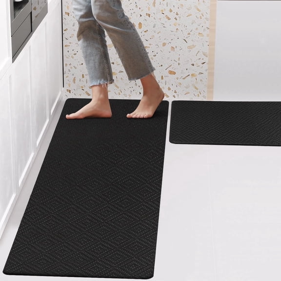 Kitchen Mat Set,2 PCS Cushioned Anti-Fatigue Kitchen Mat, Waterproof Non-Slip Kitchen Floor Mat,Ergonomic Comfort Rug Standing Mat for Kitchen,Home Floor, Laundry,17.3"x29" 17.3"x59"