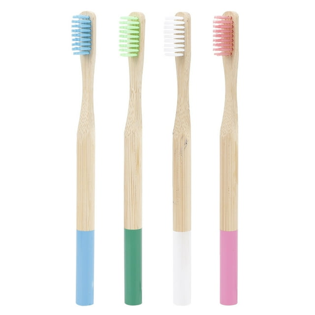 4 Uds cepillo de dientes de bambú de pelo suave Natural mango redondo cepillo de dientes ecológico cuidado bucal