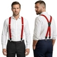 thumbnail image 2 of FEDPOP Men's Heavy Duty X-Back Suspenders with Metal Clips Red, 2 of 7