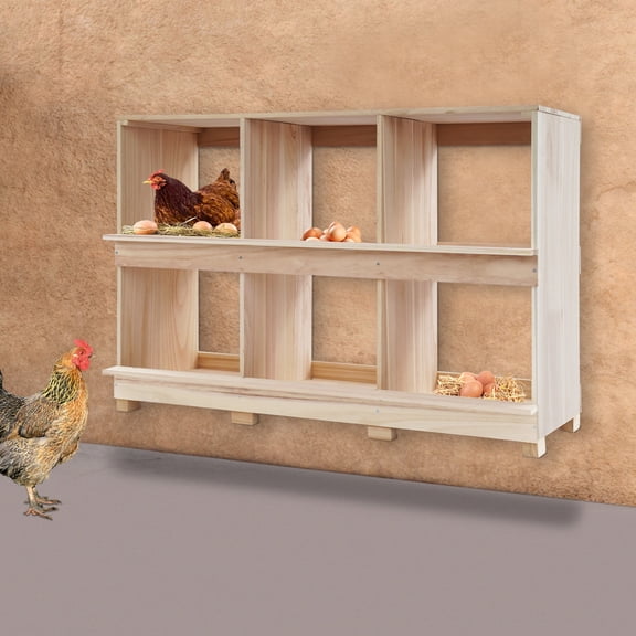 6 Hole Nesting Box for Chickens 6 Compartment Wooden Nesting Boxes for Chickens