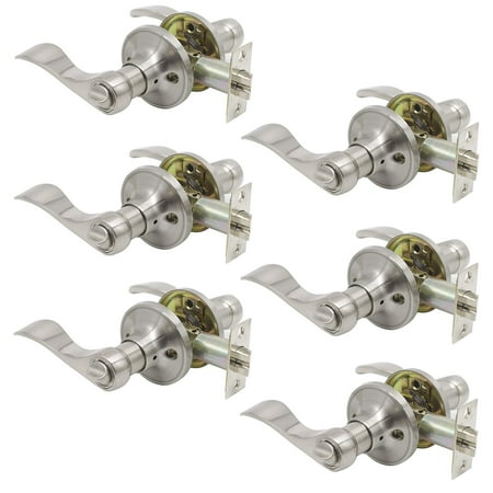Probrico Privacy Door Lever Keyless Lock For Bedroom Bathroom Without Key In Brushed Nickel Right Left Handed Reversible 6 Sets