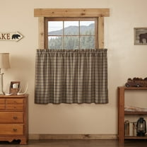 VHC Brands Rustic & Lodge Kitchen Window Curtains-Wyatt Tan Tier Pair, L36 x W36