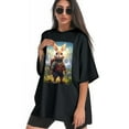 thumbnail image 3 of Plus Size Shirt for Women Oversized Black Tops for Women Short Sleeves Shirt for Women Rabit 1 T Shirt Crewneck Shirt for Women M, 3 of 5