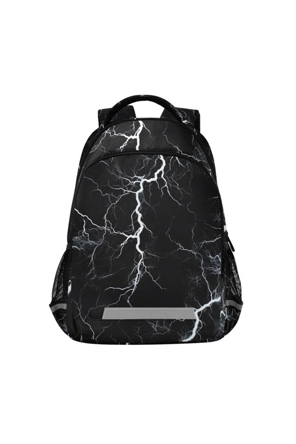 Black Marble Backpack Elementary School Bag Bookbag Travel Rucksack