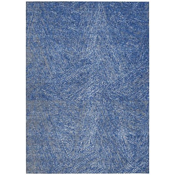 HomeRoots 597032 9 x 12 ft. Navy Blue, Gray & Ivory Abstract Washable Indoor & Outdoor Rectangle Area Rug