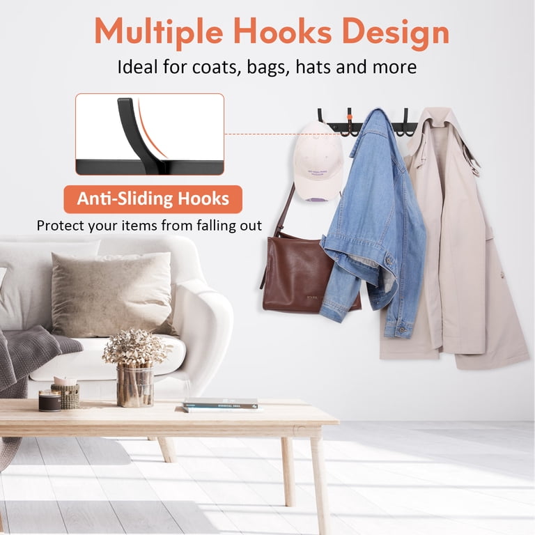 Optish 2-Pack Wall-Mounted Coat Rack, 16-Inch Black photo 4