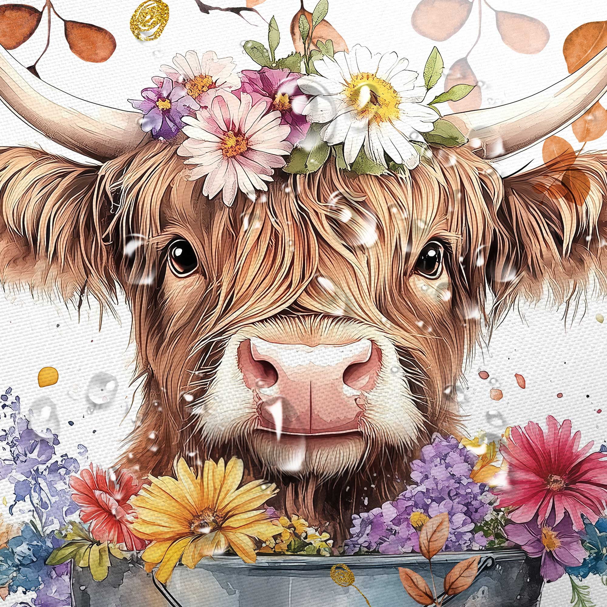 Fall Highland Cow Pumpkin Shower Curtain, Autumn Farmhouse Harvest Thanksgiving Bath Curtain, Maple Leaves Funny Animals Bathroom Accessories Botanical for Bathroom Curtain Set with Hooks, 60X70in