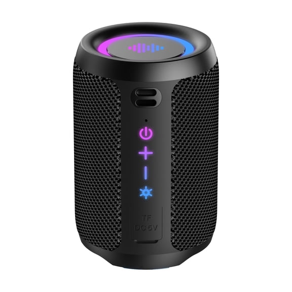 Portable Bluetooth Speaker IP7 Waterproof, 20W Loud Sound Wireless Ultra Bluetooth Speaker, 24H Playtime, Deep Bass, Colorful LED Lights, BT5.4, Suitable for Home/Party/Outdoor/Beach/Soot Black