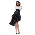 thumbnail image 3 of Falda Medieval renacentista de la Era victoriana para mujer, faldas góticas asimétricas en capas de satén con volantes negros, vestido pirata Steampunk con lazo, 3 of 5