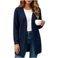 thumbnail image 2 of Binmer Women’s V Neck Open Front Long Knit Cardigan Long Sleeve Casual Mid Length Outerwear,Sizes S-2XL, 2 of 9