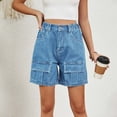 thumbnail image 7 of Lovskoo Knee-Length Denim Shorts High Waist Summer 2024 Harajuku Jean Bermuda Shorts Y2K Baggy Biker Streetwear Korean Style Shorts Sky Blue S, 7 of 7