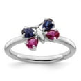 thumbnail image 3 of Auriga Fine Jewelry 925 Sterling Silver Created Ruby and Created Sapphire Butterfly Ring for Women Size 7, 3 of 6