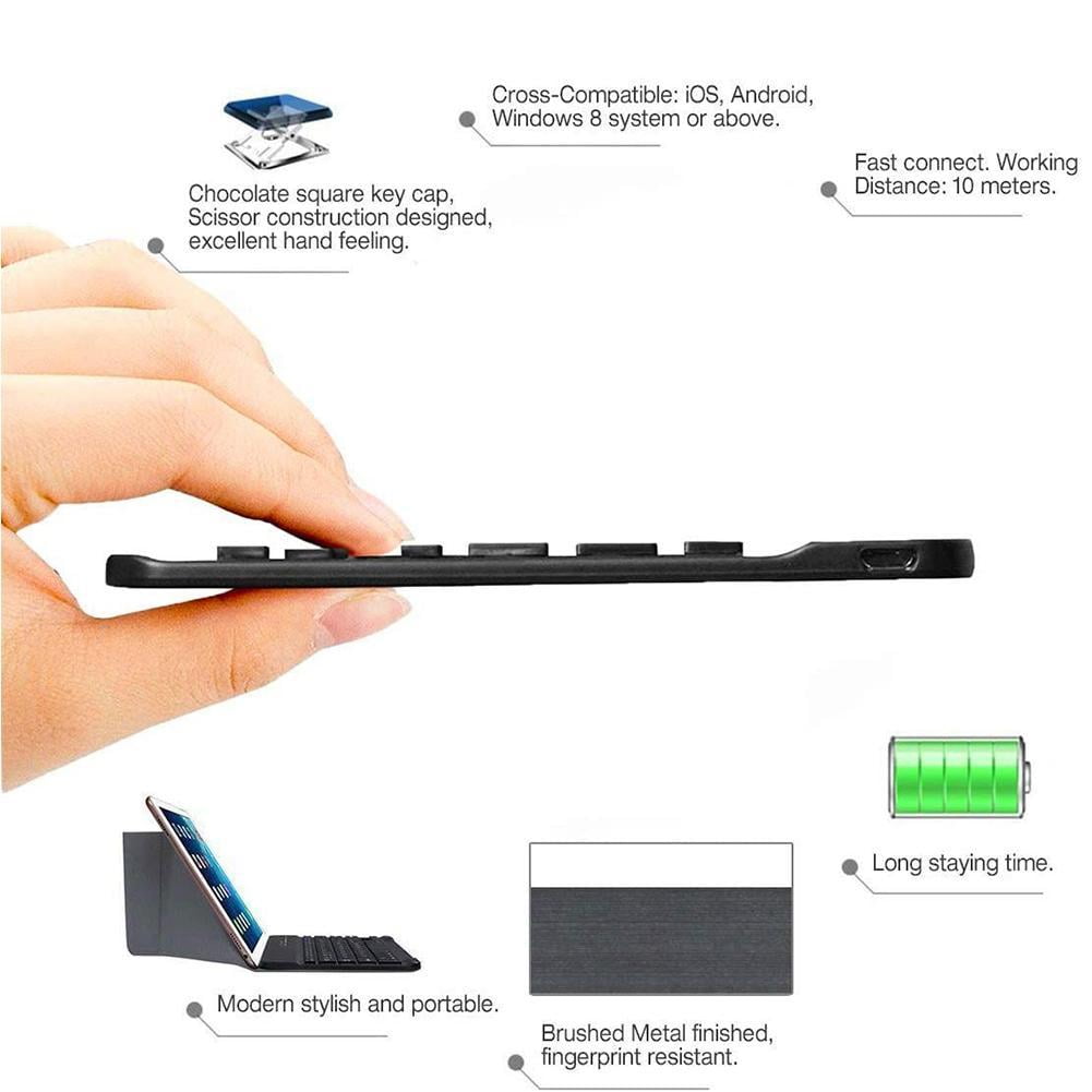 Ultra Slim Wireless Bluetooth Keyboard 59 Keys Rechargeable Quality Android For Ios Windows H5G0