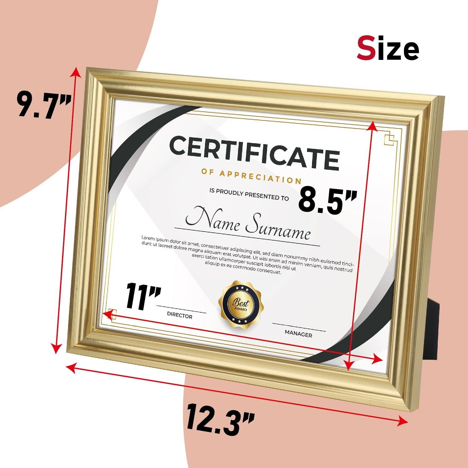1-Opening 8.5 x 11 Picture Frames, Gold, 4 Count