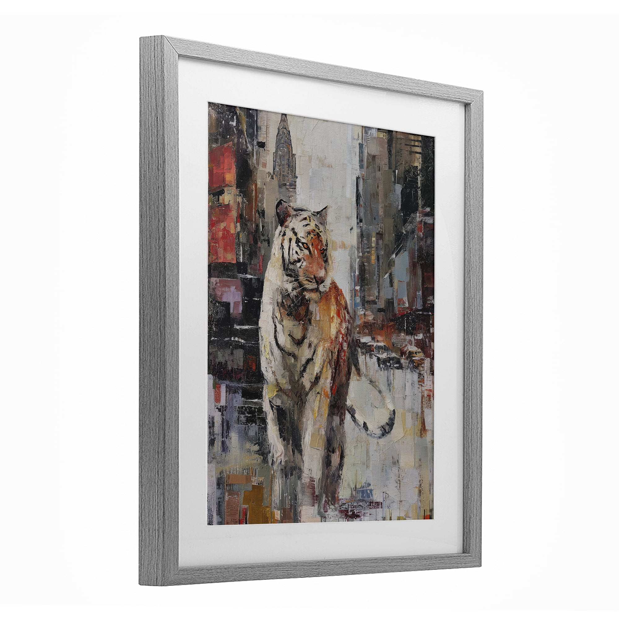 Stupell Industries Concrete Predator Roaming City Gray Framed Print Under Glass, design by Svetlana Aleynikova