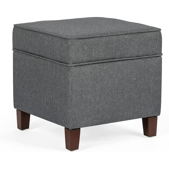 Adeco Chest and Footrest-Square Seat Storage Ottoman, Gray