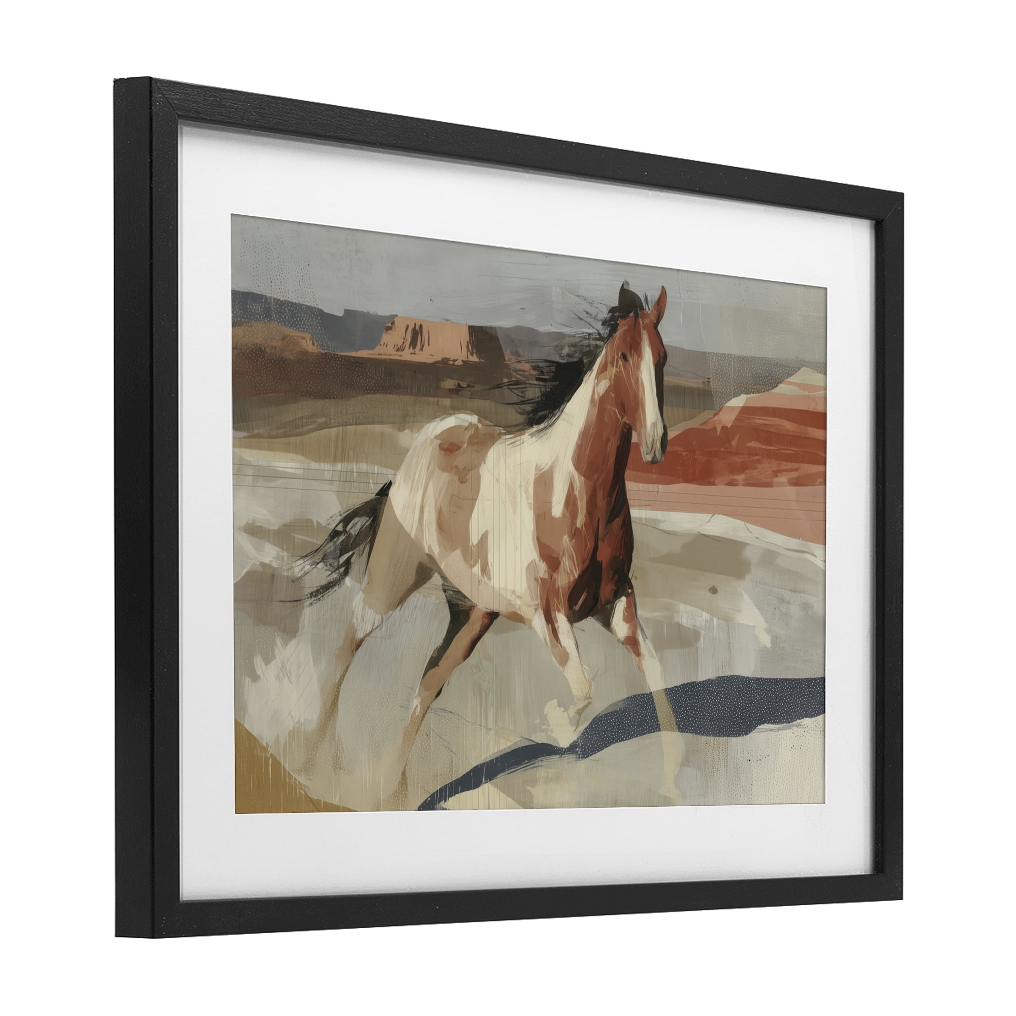 Stupell Industries Wild Horse Across Plains Black Framed Print Under Glass, design by Chromatic Storm Studio