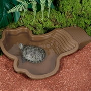 Yannianjz under $5 Tortoise Water Bowl with Ramp Leaf Tortoise Food Water Pool Reptile Bathing Turtle Soaking Dish Aquarium Habitat Accessories