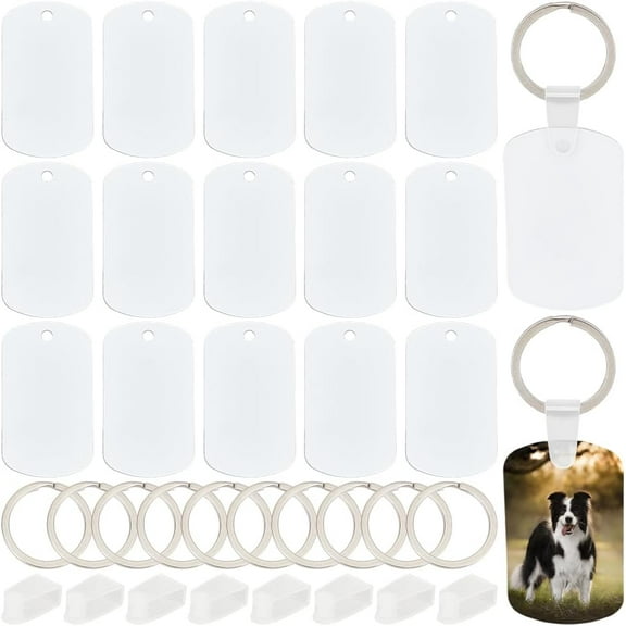 180Pcs Sublimation Keychain Blanks Double Sided Sublimation Metal Blanks Key Chains Heat Transfer Ornament Blank Oval Aluminum Tag Pendants