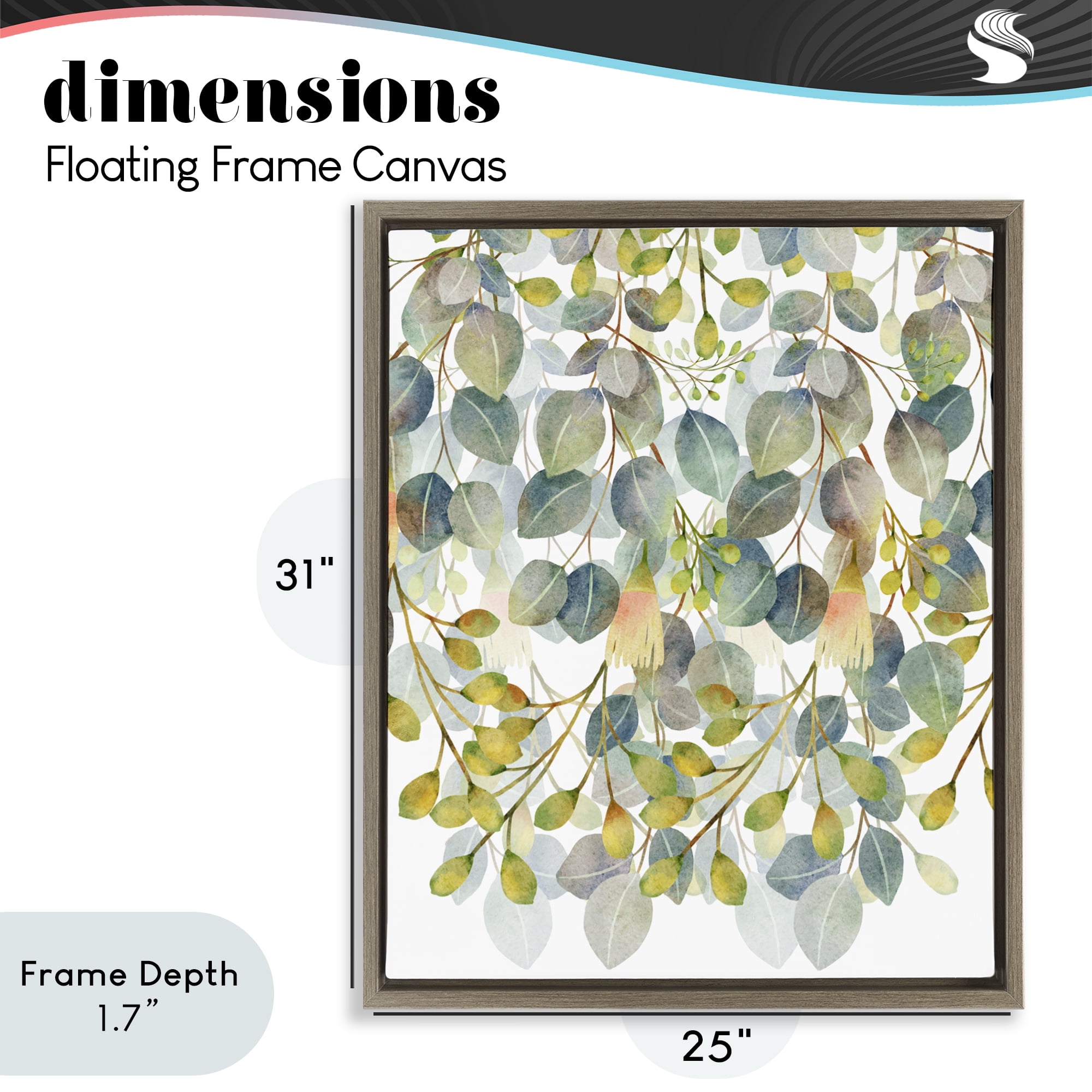 Stupell Industries Hanging Layered Botanicals Brown Framed Floater Canvas Wall Art, design by Marcus Prime