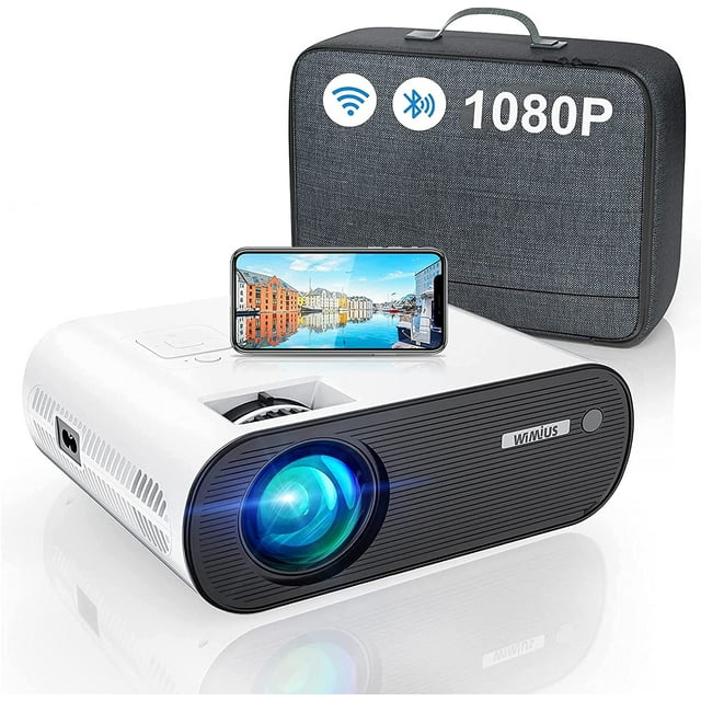 Projecteur Bluetooth Wi-Fi, Projecteur Wi-Fi Mini WiMiUS K5 Full HD Prenant en Charge 1080P, Zoom à 75 % Écran de 200” Compatible avec Téléphone Intelligent (Sans Fil)/PC/haut-Parleurs Bluetooth/clé TV/PS4/PS5