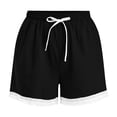 thumbnail image 5 of Women's Pajama Shorts Cotton Linen Lace Elastic Waist Sleep Shorts Stylish Lounge Shorts Casual Comfy Beach Sweat Shorts with Pockets Black L(L), 5 of 8