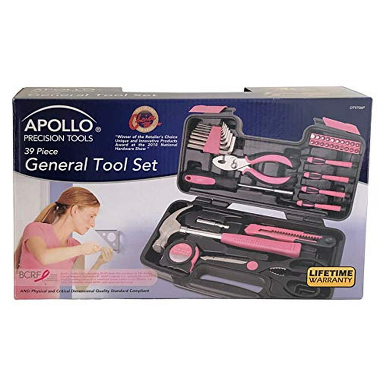 Apollo Tools 39 Piece General Tool Kit W/ Hard Case Hammer Pliers Model  DT9706