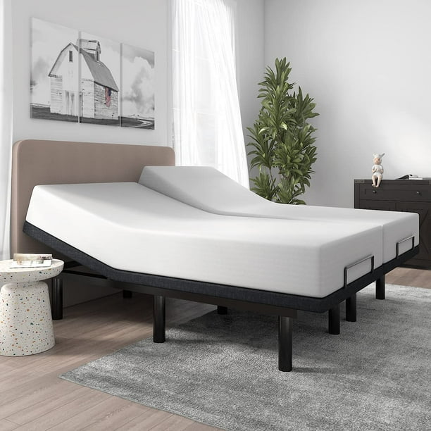 Shar Cerlin Split King Size Adjustable Bed Base Frame With Motorized Head And Foot Incline Zero Gravity Wireless Remote Com Shar Cerlin Split King Size Adjustable, King Size Motorized Bed