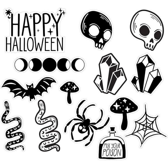 Set of 14 Black & White Halloween Cutouts Set Halloween Party Decoration Amscan