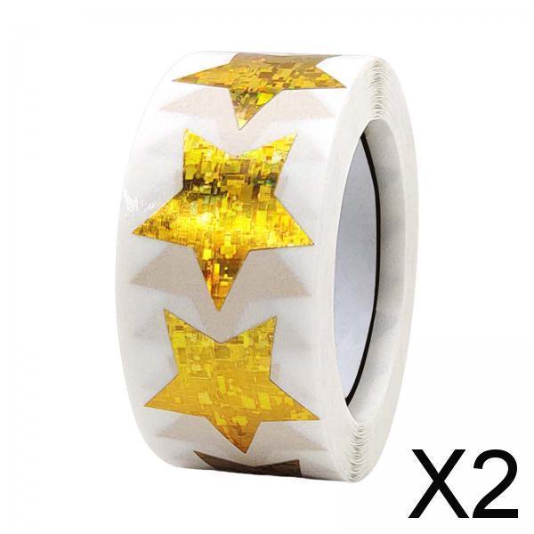 2x 500x Pegatinas de Estrellas, Pegatinas de Sobres Brillantes, Pegatinas de Negocios Artesanales, Etiquetas Adhesivas de Estrellas para Hacer Tarjeta 2 piezas