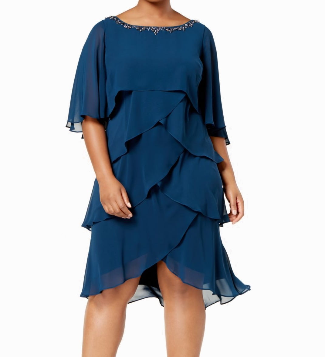 SLNY - Womens Shift Dress Plus Tiered Chiffon Embellished 20W - Walmart ...