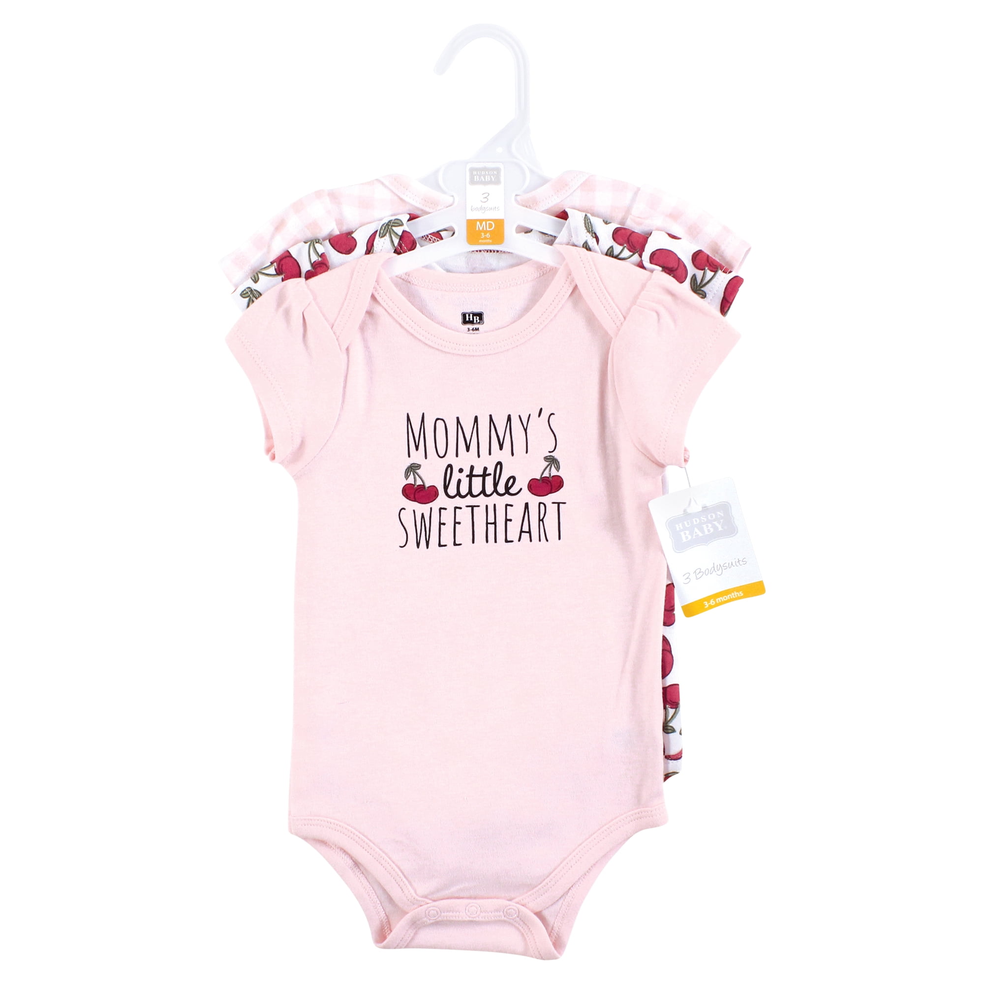 Hudson Baby Unisex Baby Cotton Bodysuits, Mommys Sweetheart Cherry, 9-12 Months