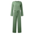 thumbnail image 5 of Ensemble Assorti Deux Pièces pour Femmes Col Rond Ourlet Fendu Tee et Pantalon Survêtement, 5 of 5