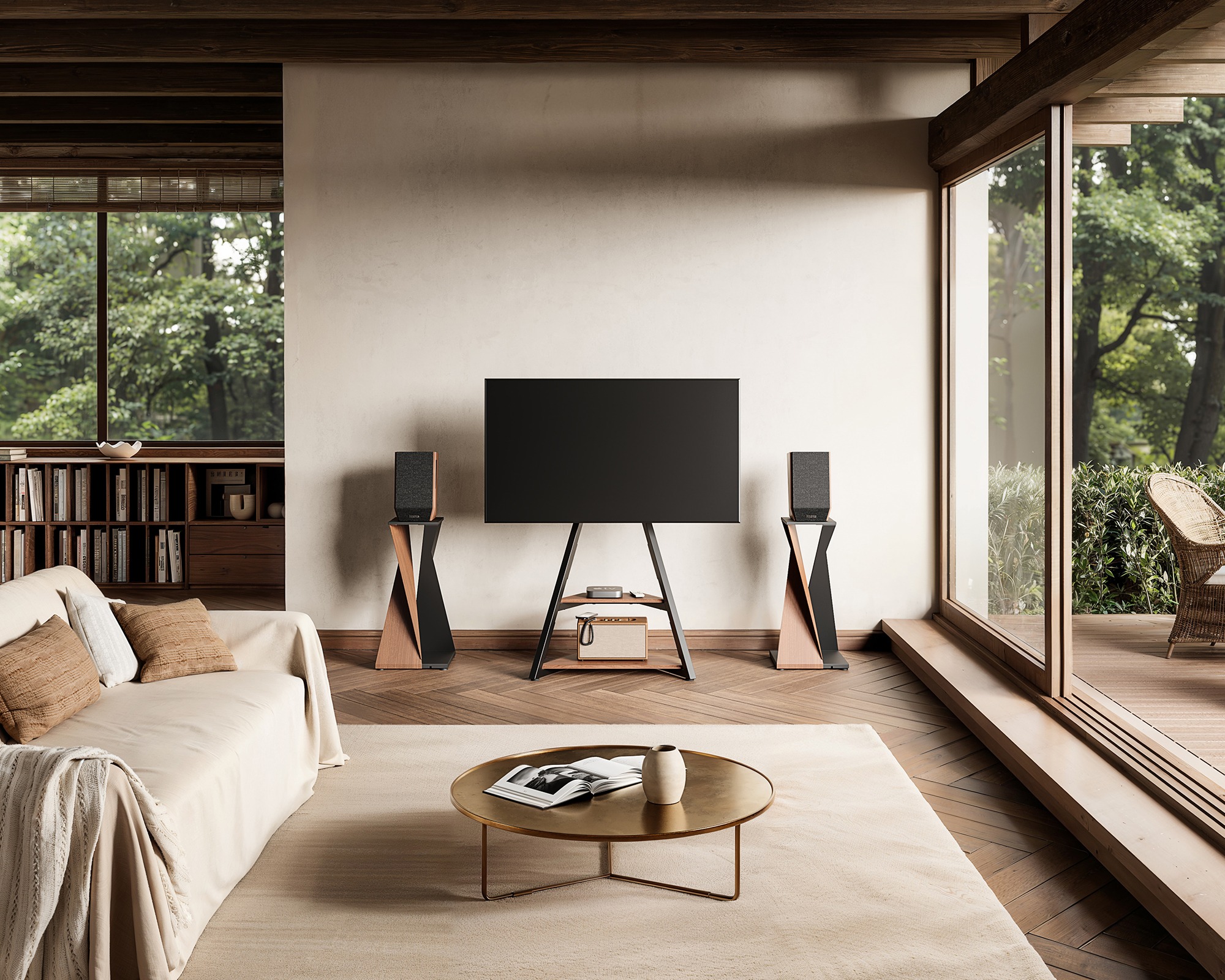 Fitueyes Modern Corner TV Stand with Swivel Mount photo 6