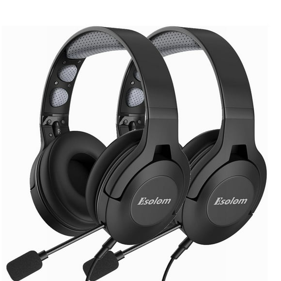 2 Pack Wired Closed Acoustic Gaming Headset with Noise-Cancelling Microphone Adjustable Headband & Adjustable Microphone Volume Control