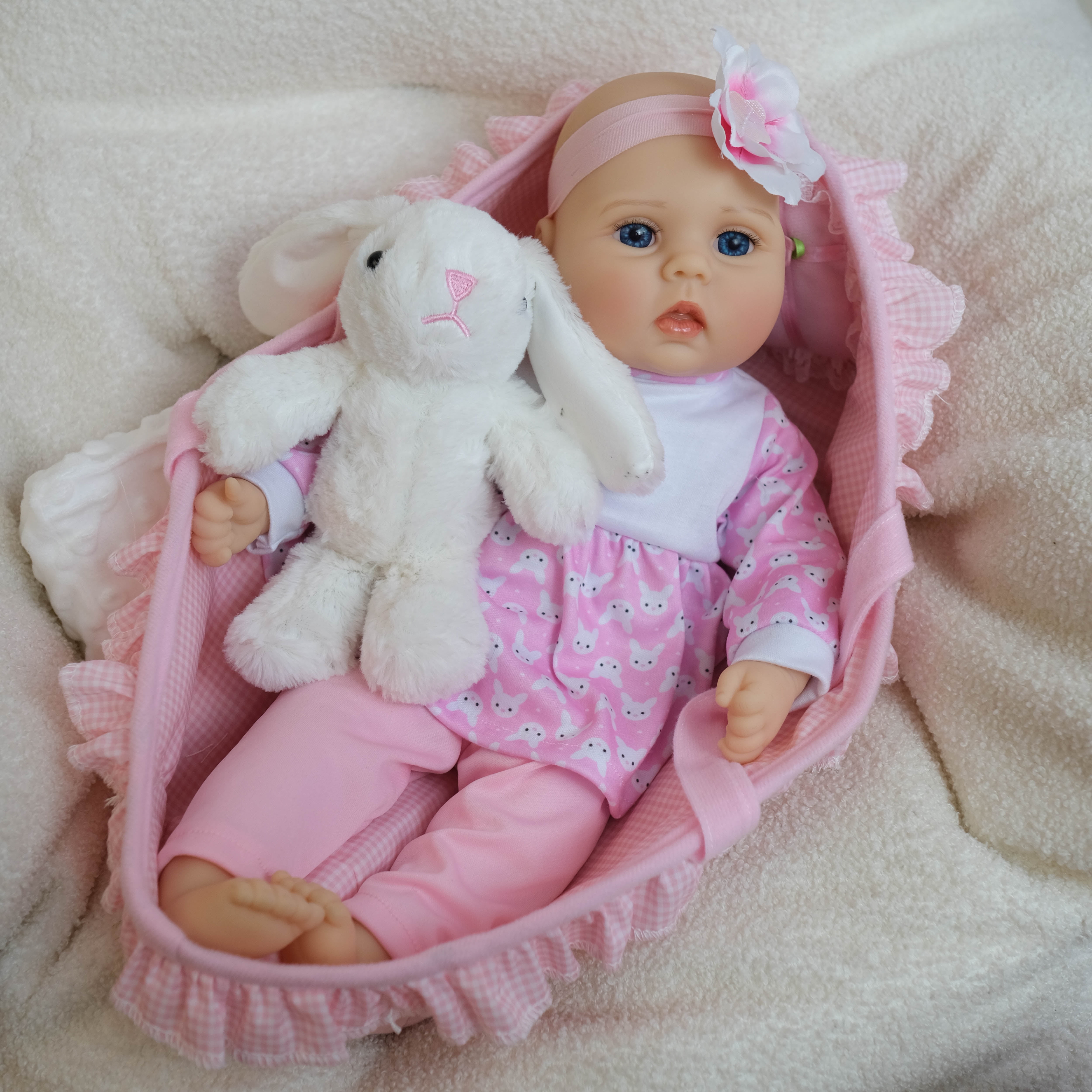 Finished 18Inch 45cm Reborn Baby Dolls That Look Real Handmade Realistic Newborn Baby Doll Machine Wash'n Dry Doll Playset Lifelike Baby Girl Doll Toys Set for Birthday Gift for Kids