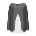 thumbnail image 4 of Womens Fake Two-Piece Dressy T-Shirts 2026 Trendy Casual Long Sleeve Crewneck Shirts Soft Business Office Blouse, 4 of 7