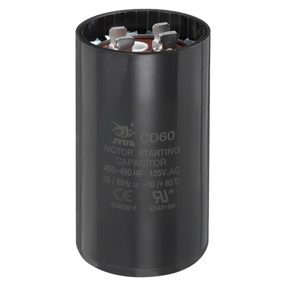 Capacitor Uxcell CD60 400-480 UF/Mfd, 125 VAC Capacitor de arranque de motor CD60 para arranque de motor de ventilador eléctrico, negro