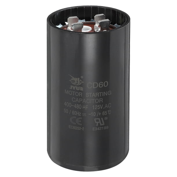 Capacitor Uxcell CD60 400-480 UF/Mfd, 125 VAC Capacitor de arranque de motor CD60 para arranque de motor de ventilador eléctrico, negro