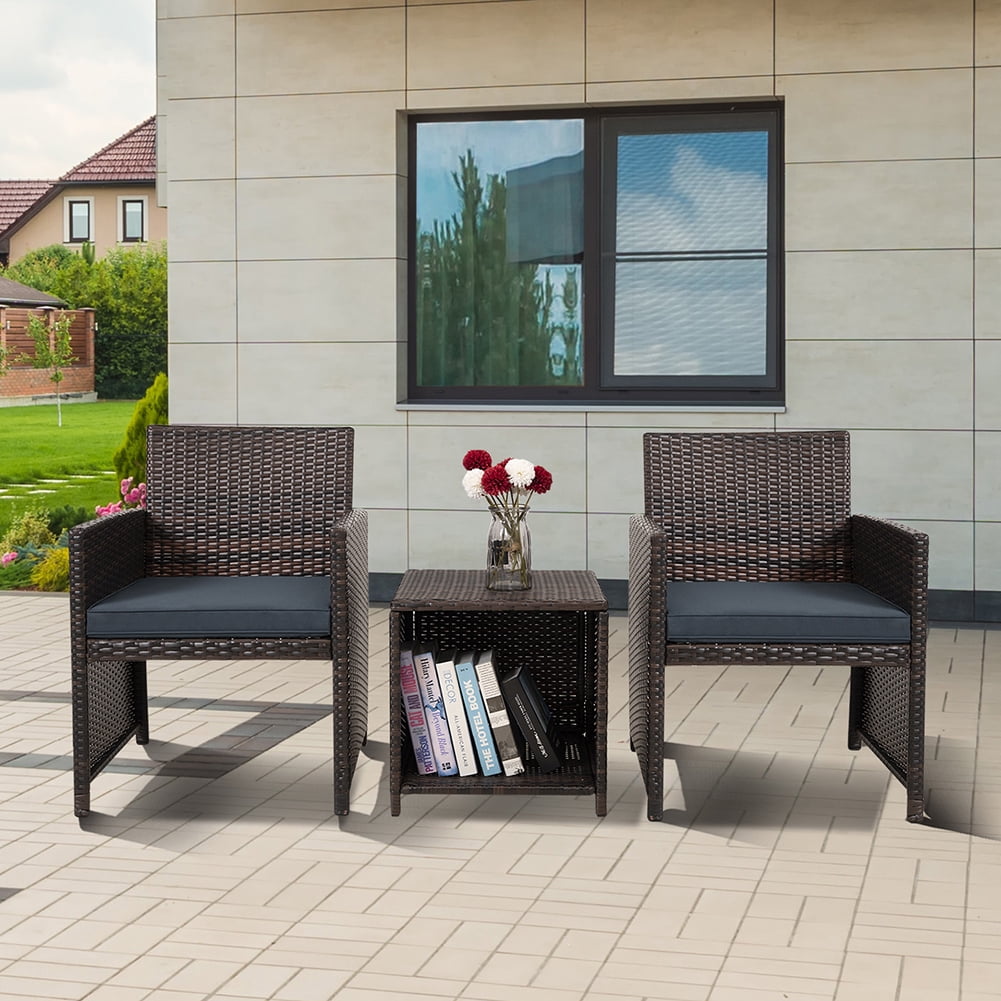 Kadyn 3 Pieces Outdoor Patio Wicker Furniture Sets, Patio Conversation Sets with Soft Cushions PE Rattan Chairs, Rattan Conversation Set for Balcony, Dark Blue Kadyn 3 Pieces Outdoor Patio Wicker Furniture Sets, Patio Conversation Sets with Soft Cushions PE Rattan Chairs, Rattan Conversation Set for Balcony, Dark Blue
