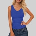 thumbnail image 3 of Ribbed Tank Top for Women Sleeveless V Neck Fitted Basic Top Soft Stretch Casual Slim Fit Solid Color Summer Layering Shirt for Daily Wear Gym Workout,Blue L, 3 of 6
