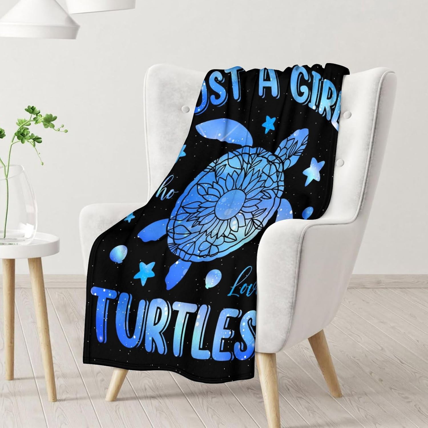 Sea Turtle Blanket for Women & Girls - 60x80 Inches Twin Size - Soft Fuzzy Plush Throws Gifts - Black Cute Ocean Blanket for Bed, Couch & Living Room