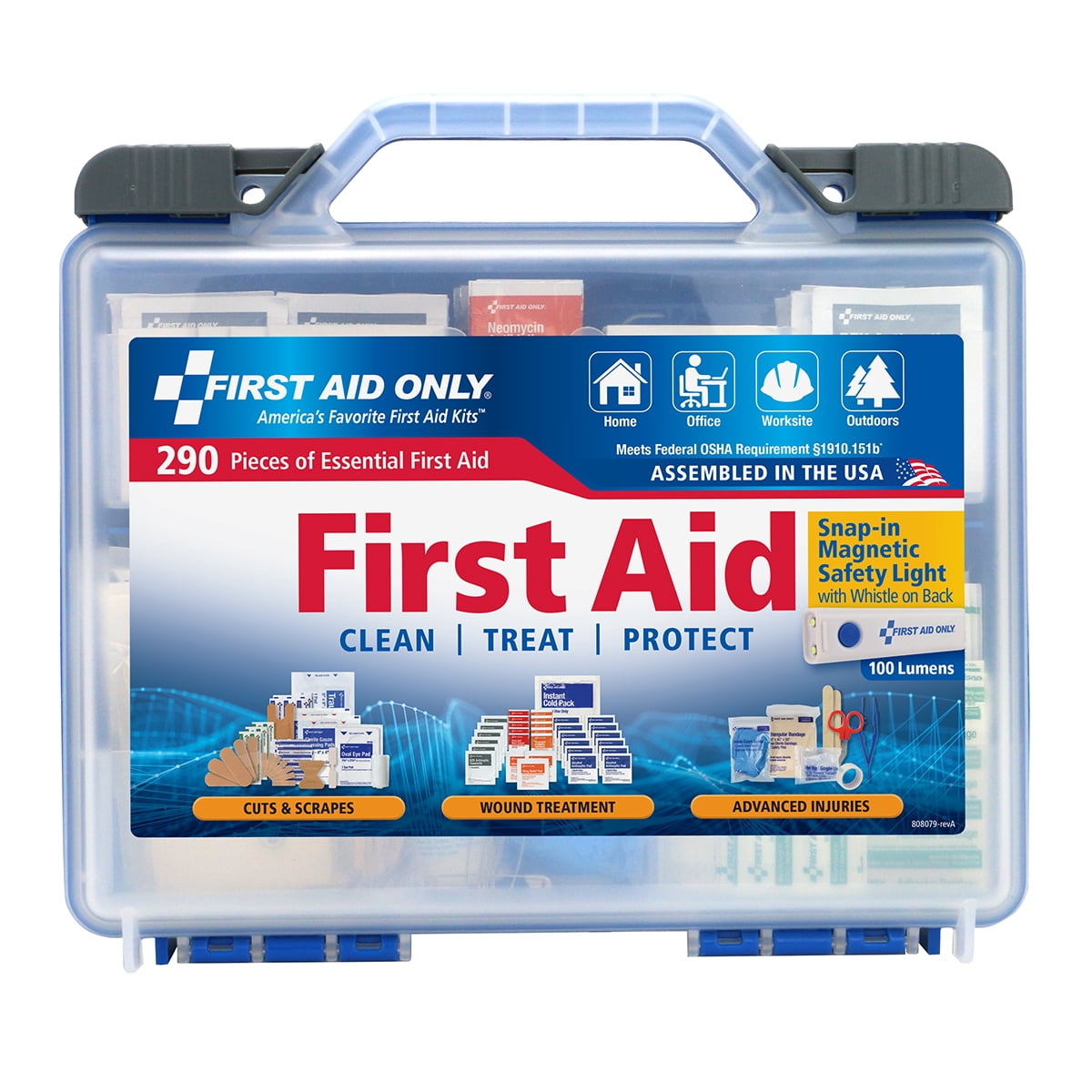 First Aid Only OSHA-Compliant 290-Piece All-Purpose First Aid Kit with Magnetic Flashlight