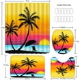 thumbnail image 6 of Coconut Palm Shower Curtain Set,4PCS Purple Sun Bathroom Sets with Shower Curtain and Bath Mat, Toilet Lid Cover and U Shaped Rugs,72"x72" Polyester Fabric Bathtub Curtain with Hooks, SETZZTE12, 6 of 8