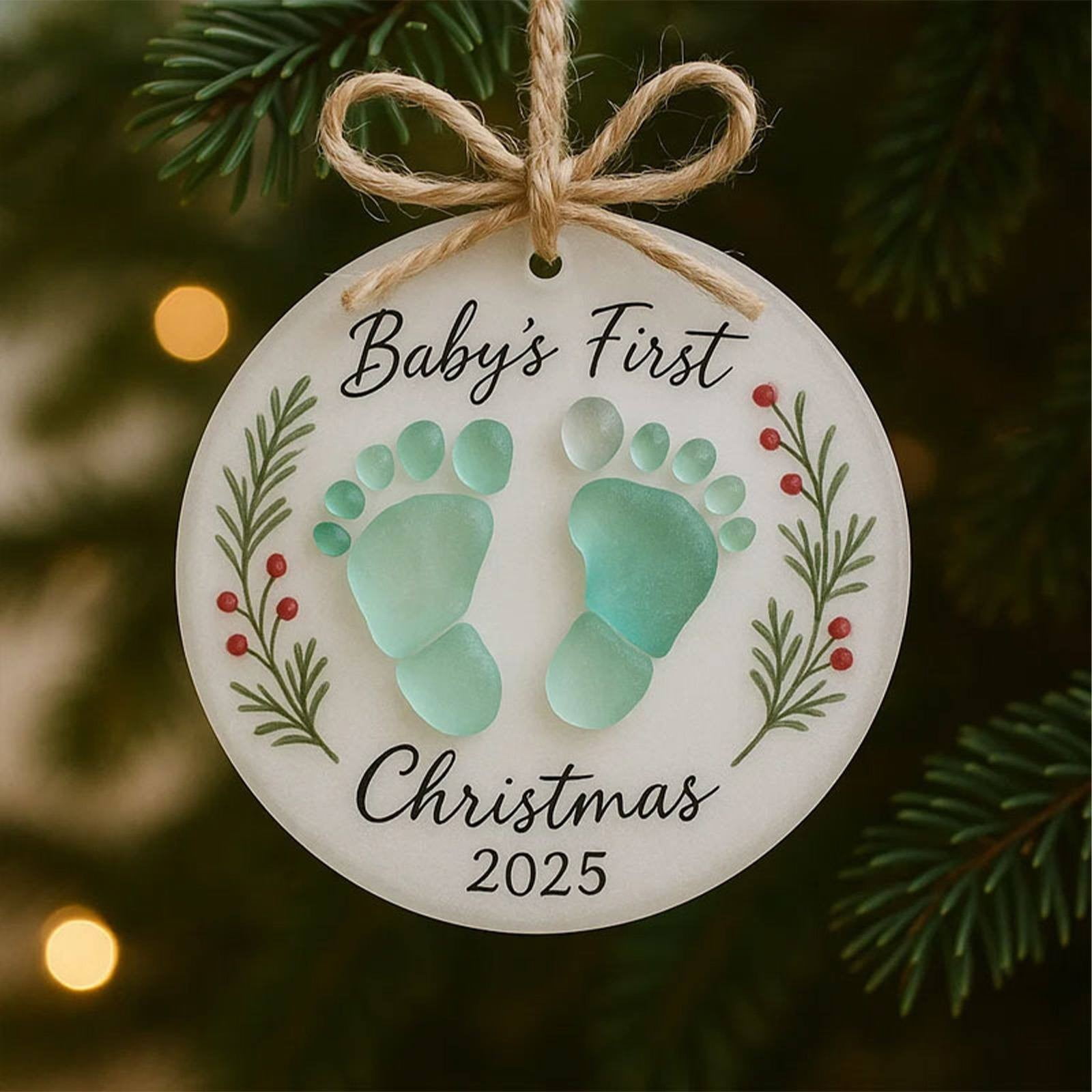 CoreLiving Baby's First Christmas Ornament 2025 Boy or Girl, Personalized First Christmas Ornament, Keepsake Newborn Gift for Baby's 1st Year, Crystal Glass 1st Christmas 2025 Bauble for Tree