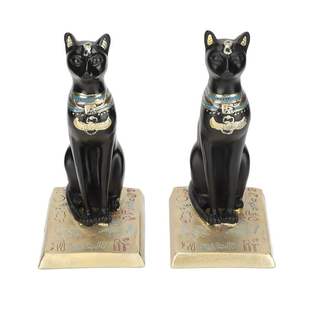Exquisita escultura de gato egipcio, estantería de resina, adorno de escritorio, manualidad casera de moda