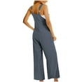 thumbnail image 5 of BLTIBY 2025 Womens Cotton Linen Jumpsuits Summer Wide Leg Bib Overalls Casual Sleeveless Rompers Fashion Pants Dark Gray L, 5 of 9