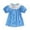 Blue, variant on Toddler Girls Dresses Smocked Embroidery Floral Party Gown Plaid Ruffled Sleeves Casual Play Girls Birthday Dress